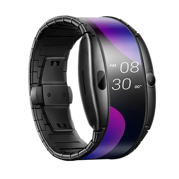 Black Nubia ALPHA часы телефон 4,0" Складной гибкий дисплей Спорт в режиме реального времени сообщение напоминание Bluetooth Вызов Среднего Воздуха жесты - Цвет: Black