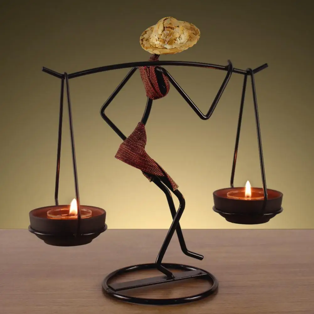 

Striking Nordic Metal Candle Holder Fading-resistant Wrought Iron Stable Abstract Character Candle Holder Home Gift