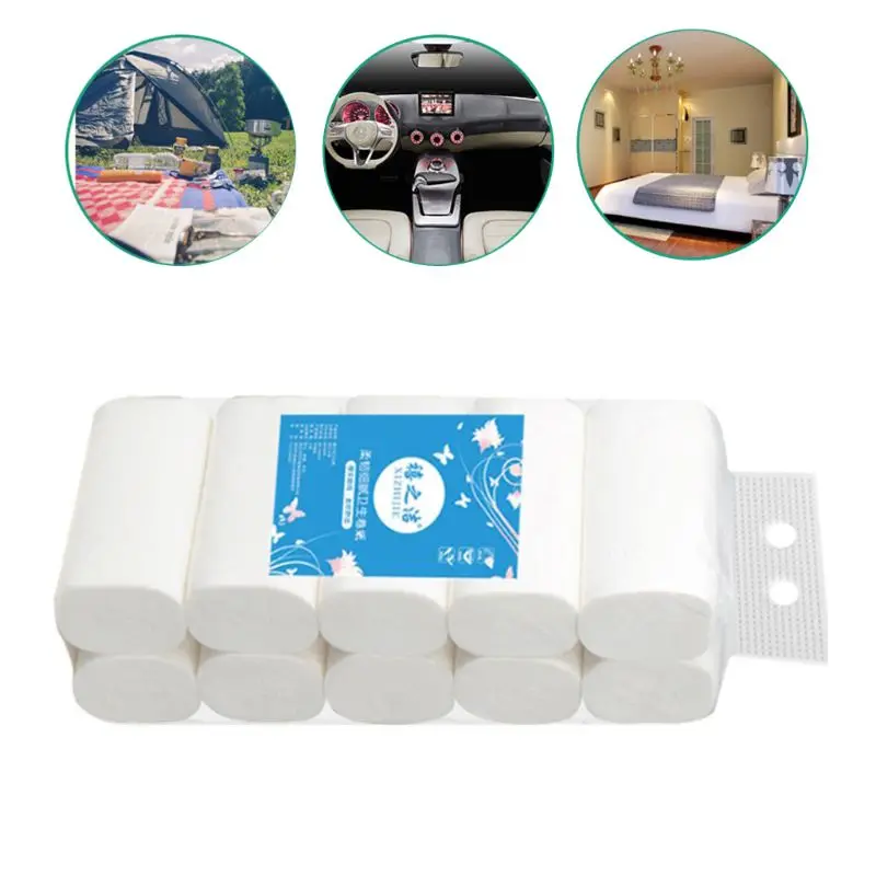 

10 Rolls Toilet Paper No Fluorescent Virgin Wood Pulp 4-Ply Skin Care Tissue