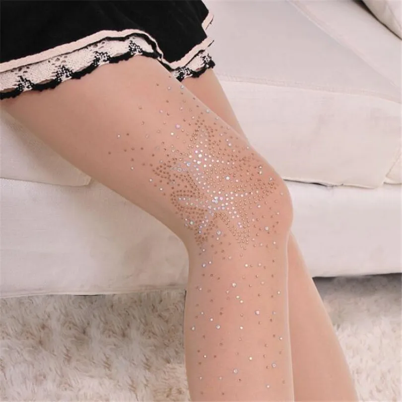 LJCUIYAO женские сексуальные чулки колготки Стразы сетчатые ажурные