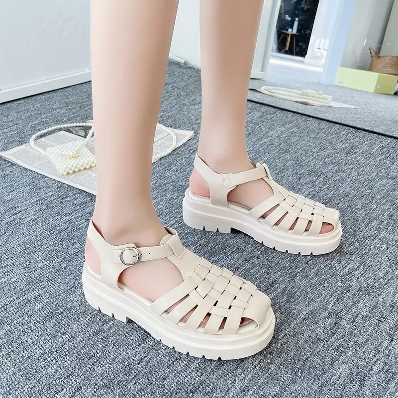 

Gladiator Women's Platform Sandals New Comfortable Flat-Bottom Fashion Roman Style High-quality PU Upper Commuter Sandals