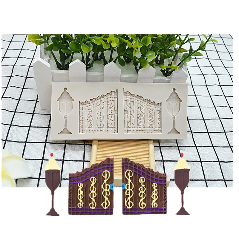 

1pc Door and street light silicone cake mold fondant mold cake decorating tools Sugar craft chocolate mould cake mold FTM752