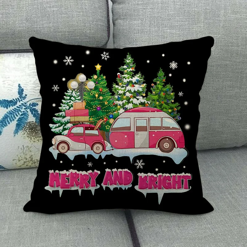 Happy Campers Cushion Cover Cartoon RV Campervan Style Living Room Sofa Throw Pillows Home Decoration Pillowcase | Дом и сад