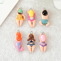 free shipping 18 pcs swimming man flatback resin charms for necklace keychain pendant diy making accessories