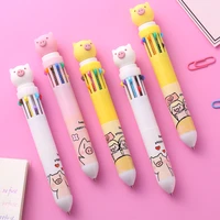 wg kawaii multi color ballpoint pen multi function cute girl push ten color ballpoint pen student school stationery pens mix