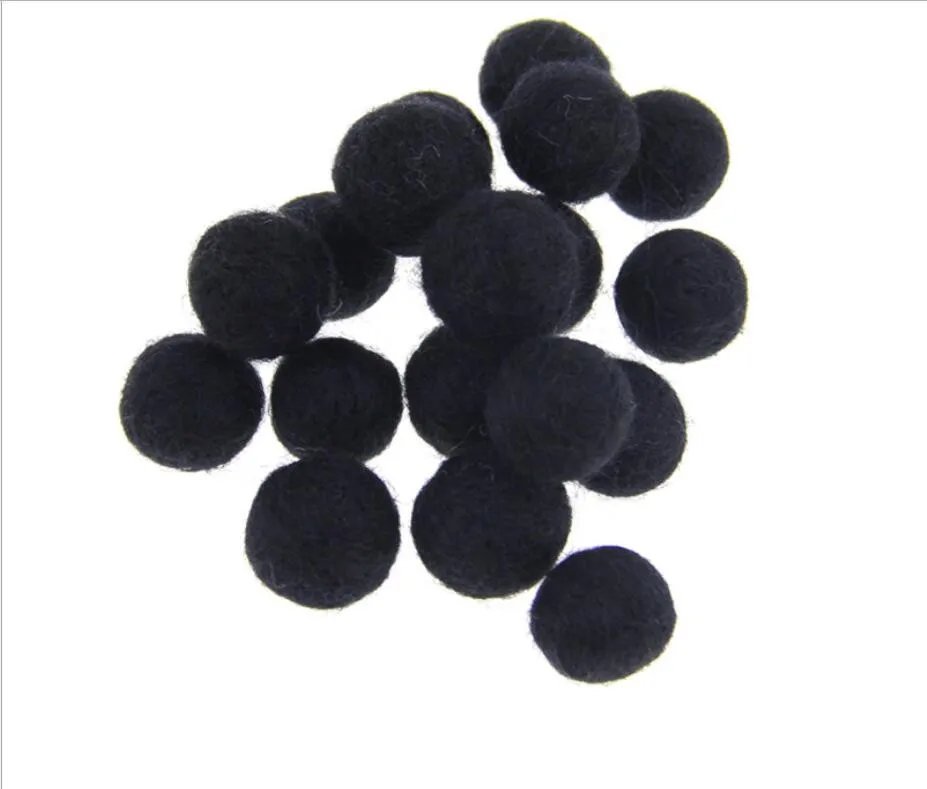 Black 10 шт. 2 см красочный шарик из шерстяного войлока DIY ремесло фетровые Шары поставки для детей лента для волос одежда ремесло аксессуары брошь украшения - Цвет: Black
