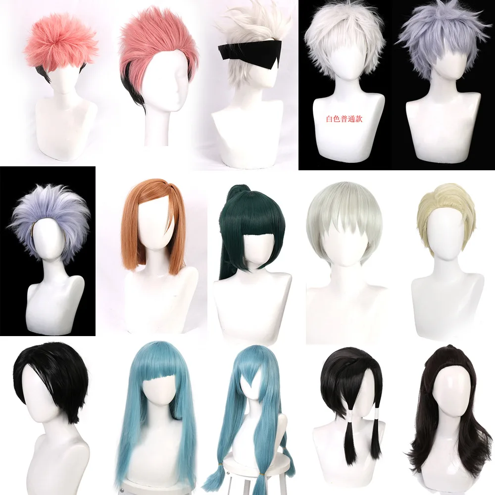 

Jujutsu Kaisen Anime Gojo Satoru Nobara Kugisa Maki Zenin Fushiguro Megumi Yuji Itadori Toge Inumaki Cosplay Wigs + wig cap