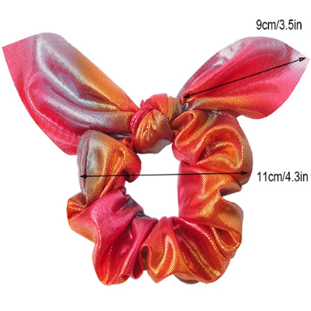 

Women Girls Shiny Rabbit Ears Bow Knot Scrunchies Hairbands Hair Ring Ponytail Holder Elastic Hair Rope Rubber Bands Headwear
