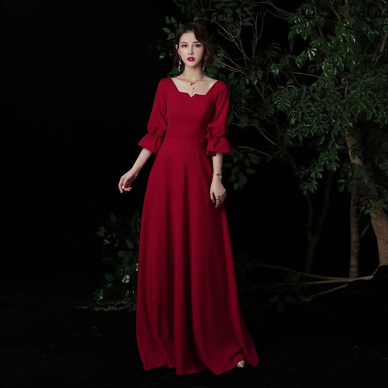 

Robe De Soiree 2020 New Formal Party Prom Evening Dress A-line Half Sleeve Floor-length Luxury Satin Evening Dresses Plus Size