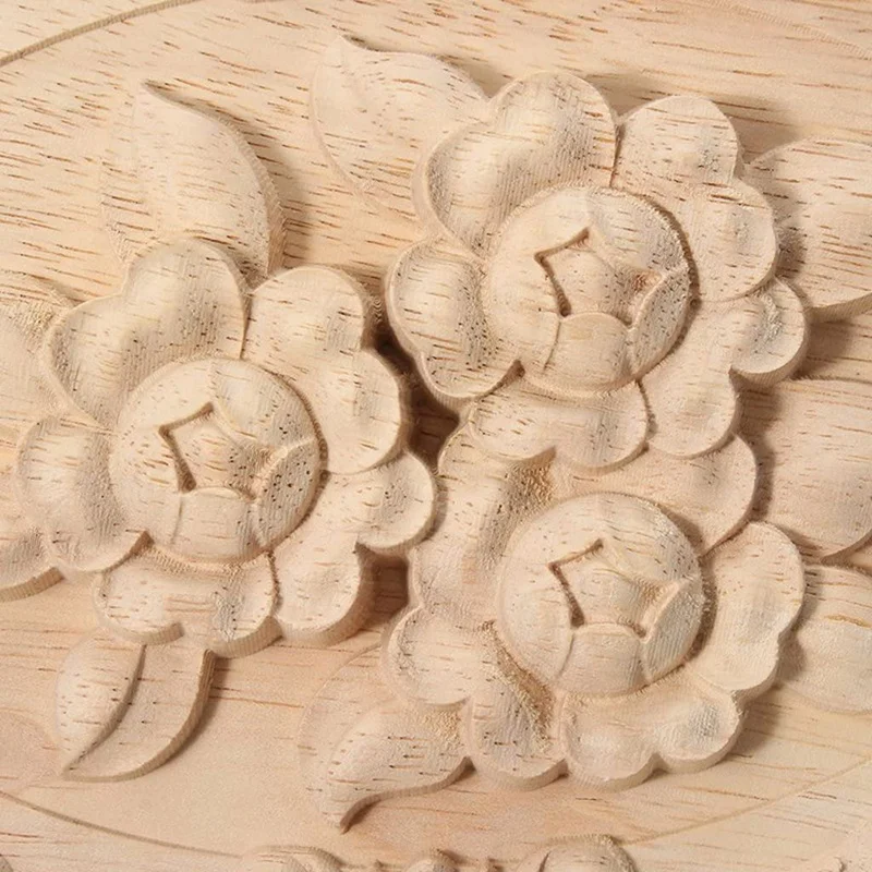 

2Pcs Furniture Carving Corner Retro Wood Ornament for Door Closet Window 21X15cm