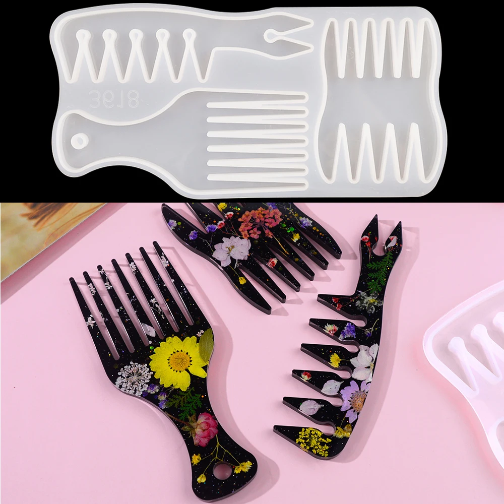 Hair Clip Epoxy Resin Molds Afro Pick Comb Moldes De Resina Long Thick Curly Hair Comb Resine Moule For Hairdressing Tools