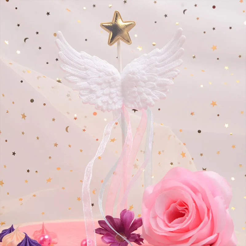 1 шт. Крылья ангела Любовь карты звезда лента трехмерная кисточка торт на день