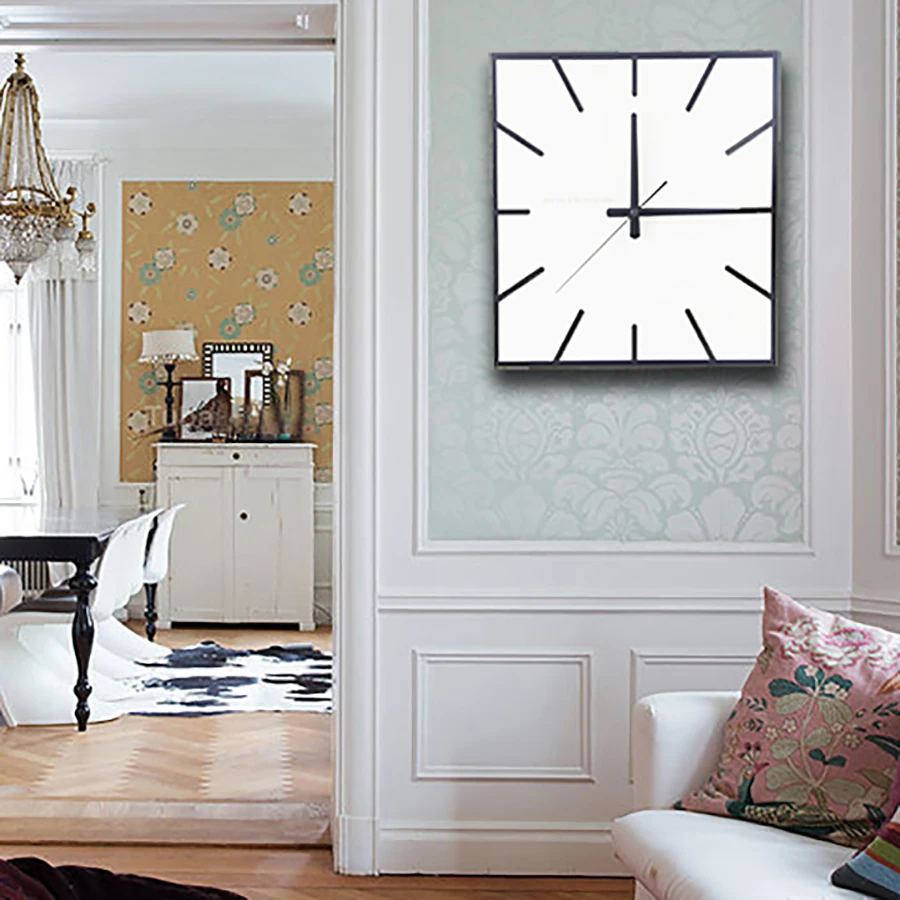 Деревянные квадратные настенные часы креативный дизайн современное искусство