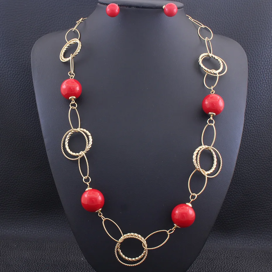 64 см длинные цепи свитер большое сердце ожерелье и серьги-гвоздики Модные