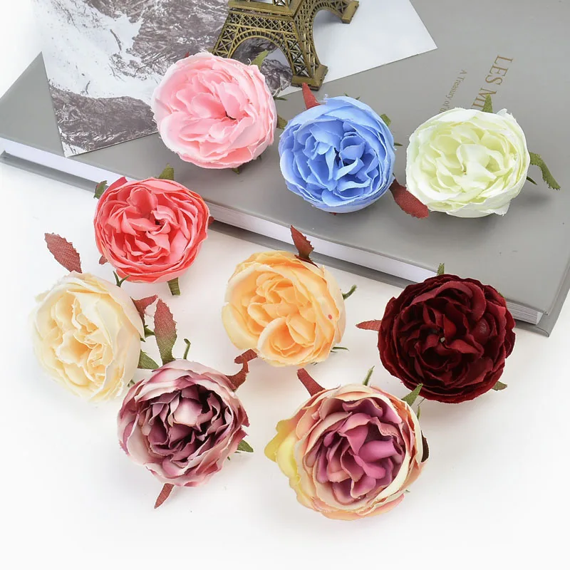 5 шт. Новый искусственный цветок 4 см Цветущий пион шелковая Цветочная головка для