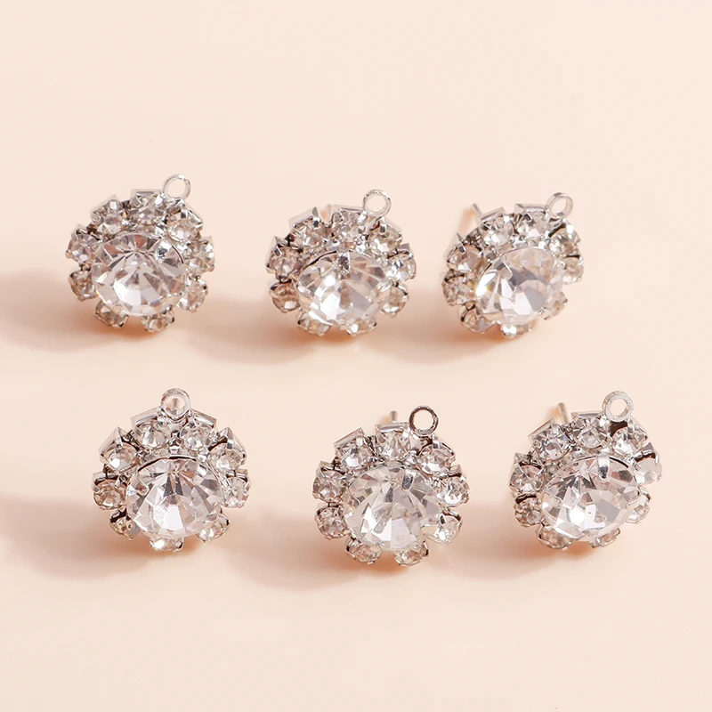 

8 шт. 13*15 мм роскошная хрустальная люстра круг, Чарующее ювелирное пост изготовление сережек базовый штифт брелоки подвески для бижутерии, м...