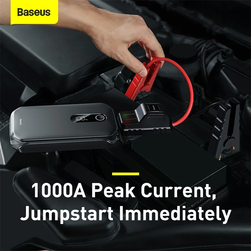 baseus 12000mah car jump starter power bank 1000a starting device booster auto vehicle emergency battery for 3 5l6l car booster free global shipping