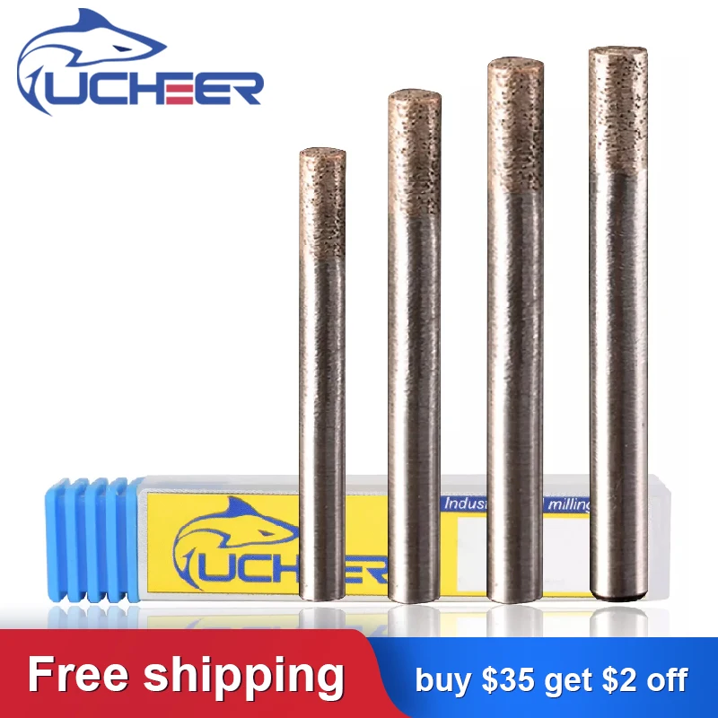 UCHEER 1 шт. спеченные фрезы с плоским дном для гравировки камня инструменты резьбы