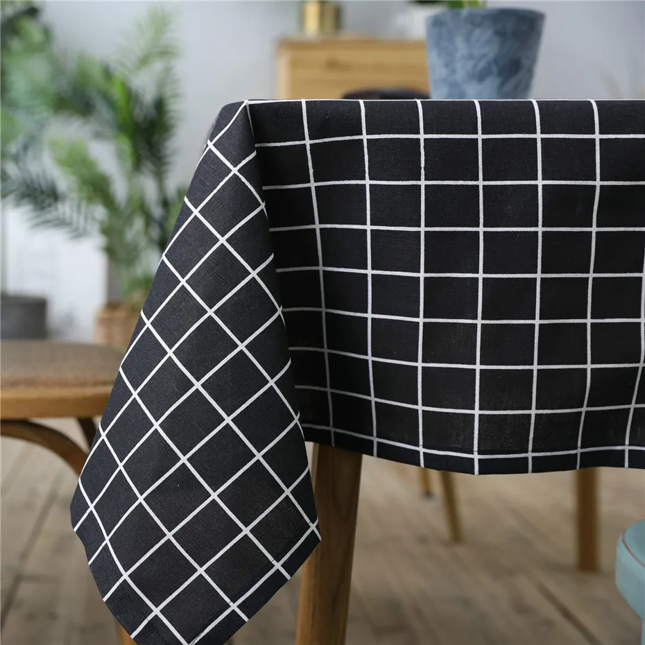 Современный минималистский черный плед скатерть пыленепроницаемый хлопок лен