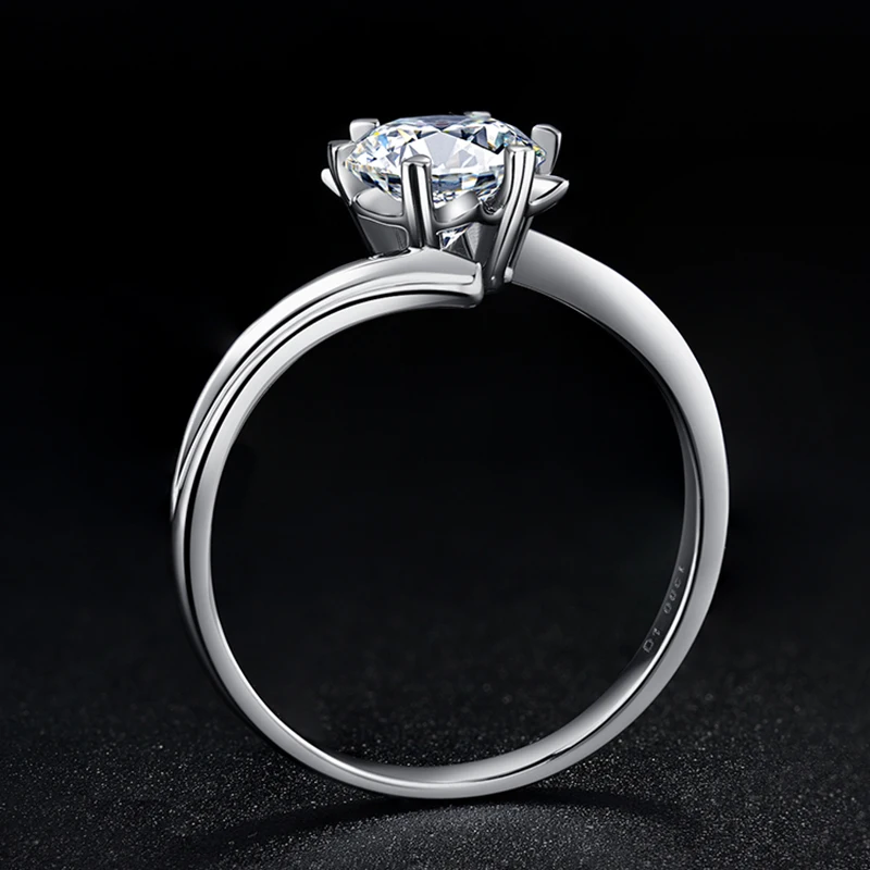 BOEYCJR Custom 18K 750Au Gold 1ct D color VVS Moissanite Snowflake Engagement Diamond Ring With national certificate for Women | Украшения