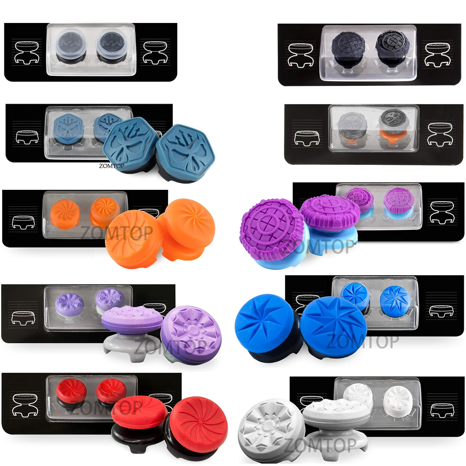 Колпачки удлинителей ZOMTOP для геймпада PlayStation 4 (PS4) колпачки аналоговых кнопок CQC FPS