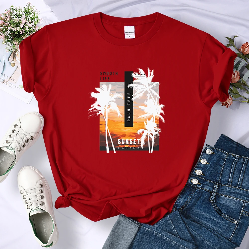 

Smooth Life Printing Female T Shirt Casual Style Slim Tshirt Fashion Cotton Fit T-shirts Summer Crewneck Womans T-shirt