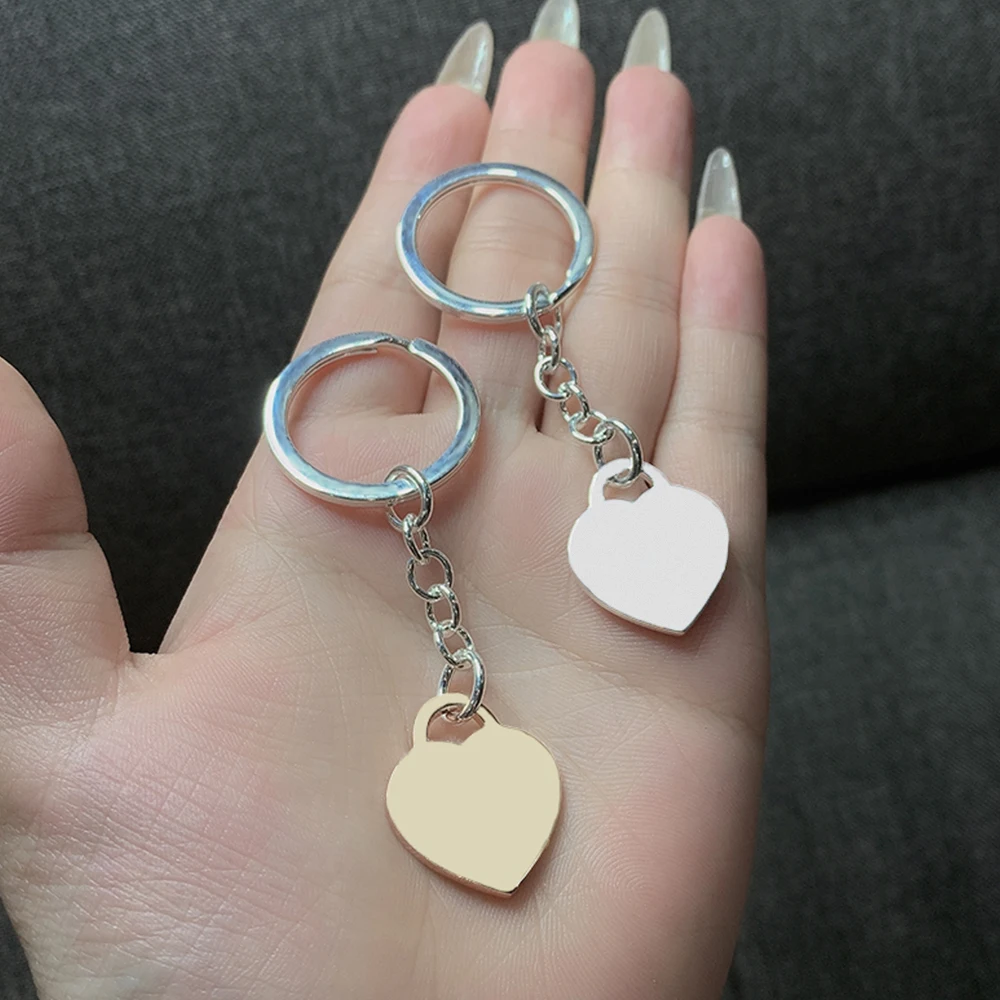 

Limited S925 Sterling Silver Keychain Love Heart Shape Charm Fashion Jewelry High Quality Gift Original 1:1 Accessories