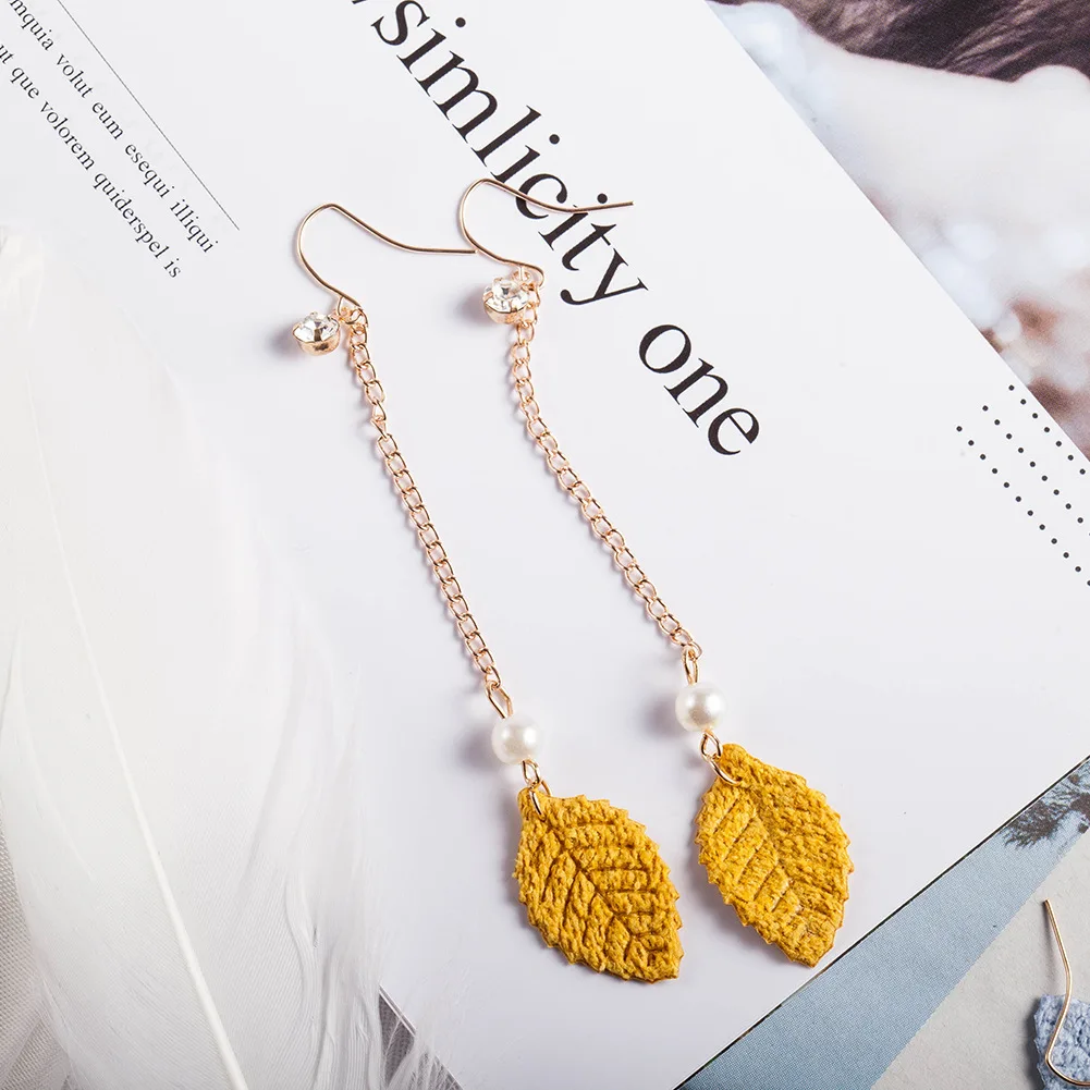 Горячая многоцветный лист форма кристалл серьги длинный Фонд темперамент