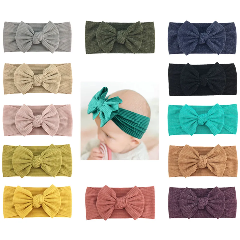 

4Pcs/Lot Baby Headbands Bows Hairband For Girls Princess Hair Accessories Kids Cord Headwrap Infant Wide Turban Infant Headwraps