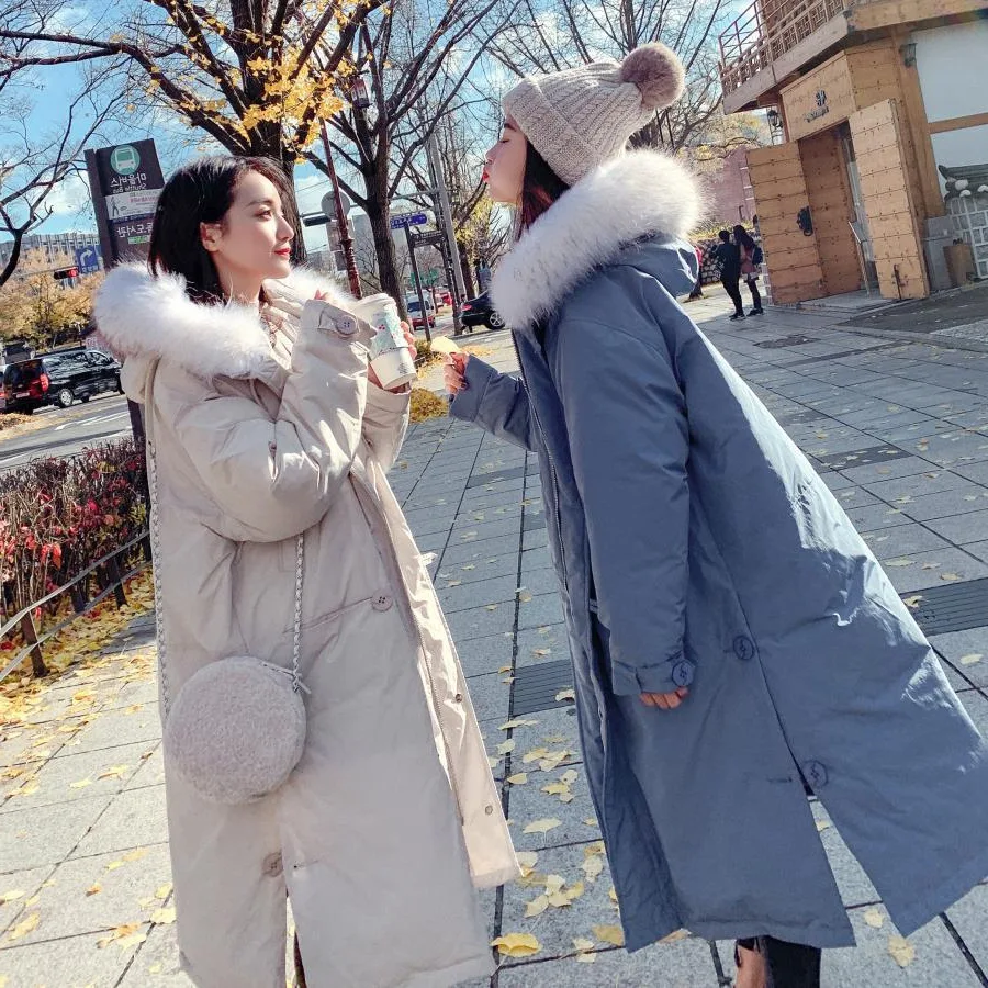 Женская куртка с мехом хлопковая одежда теплая парка длинная повседневная