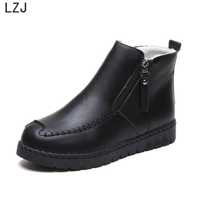 

LZJ Women Shoes Winter Autumn Casual Women High Heels Pumps Warm Ankle Boots Women Botas Snow Boots Mujer Zapatos Size 35-40