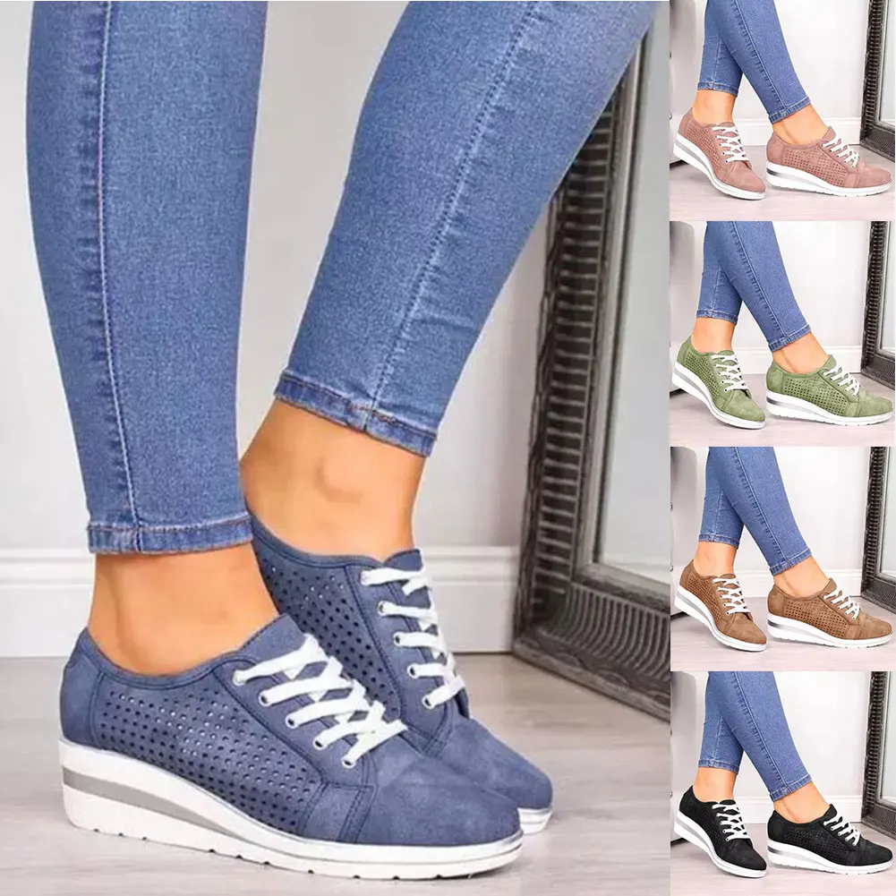 

New Women's Athletic Casual Walking Platform Sneakers Sports Lace-up Shoes XD88