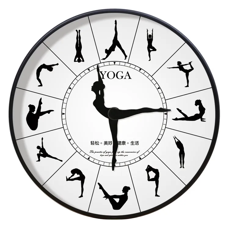 White Wall Clock Wood Metal Silent Yoga Classroom Dance Gym Living Room Promotion | Дом и сад