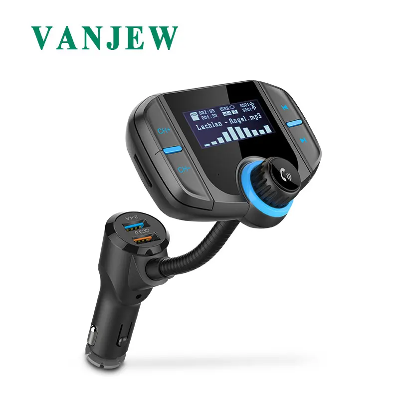 VANJEW BT70 автомобильный Bluetooth fm-передатчик модулятор передатчик 2 USB зарядное устройство QC3.0 Громкая связь аудио MP3 плеер AUX SD USB Flash