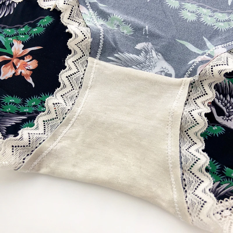 

Women's Pink Underpants Loepard Print Panties Sexy Briefs With Bow Ladies Mid Waist Summer New Silk Crotch Lace Underwear