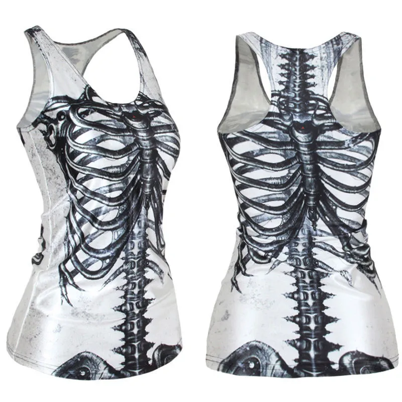 Модные летние топы классные женские 3d жилеты многоцветная Готическая панковская