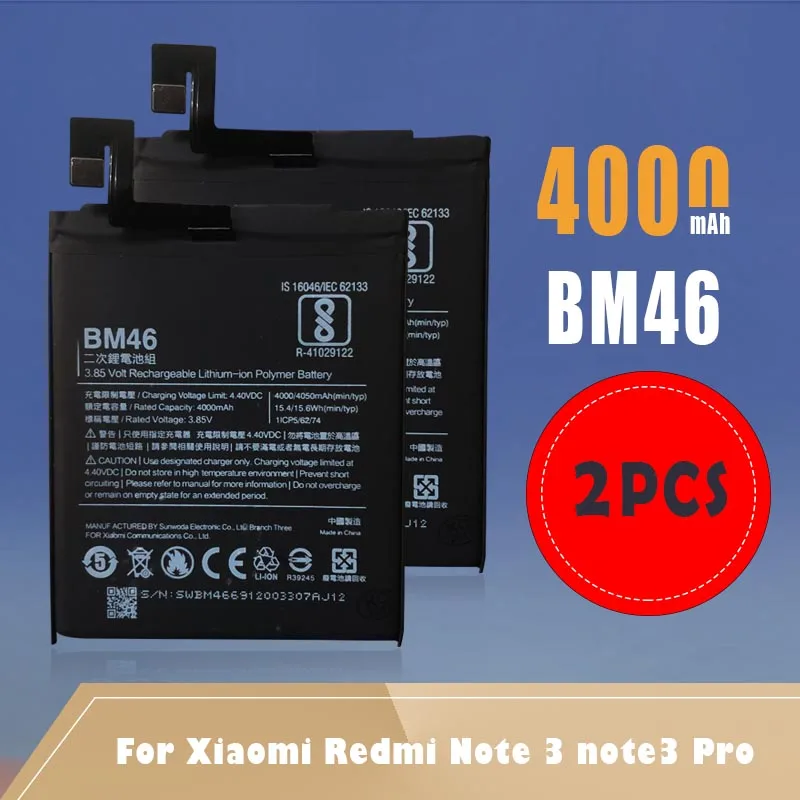 5 шт. новые оригинальные кнопки BM46 батарея высокой емкости 4000 мАч для Xiaomi Redmi Note 3