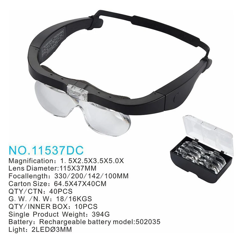 

For Reading Rechargeable Maintenance Work Motorcycle Equipments 1.5X 2.5X 3.5X 5.0X Magnifying Glasses Magnifier With Led Light