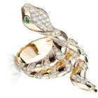 Новое Изысканное модное Трендовое женское кольцо в виде змеи серебряного цвета с блестящими фианитами кольца в форме змеи ювелирные изделия в стиле панк для вечеринки