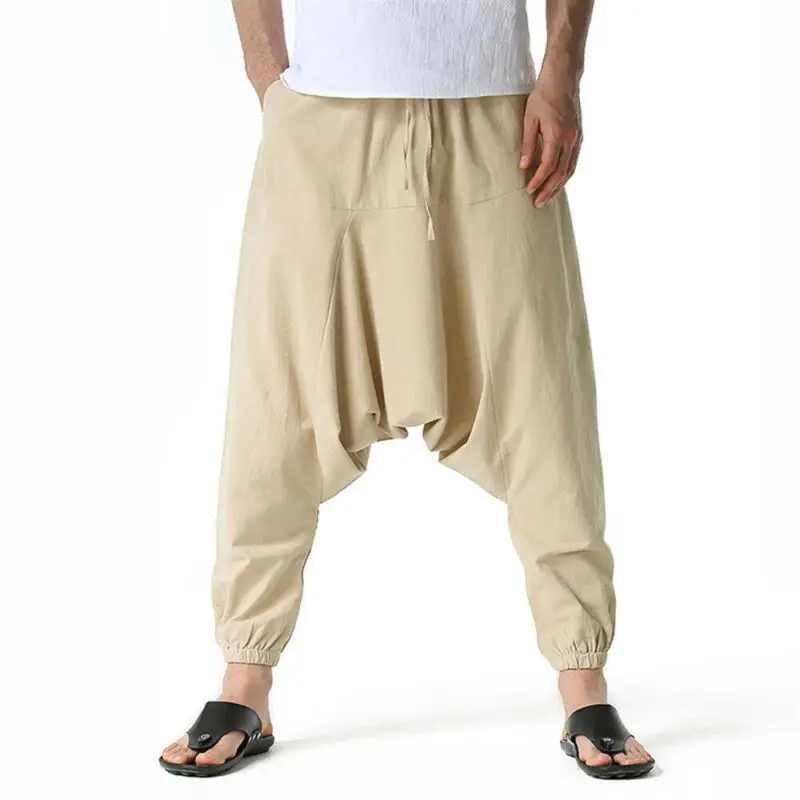 

Mens Pants Men Baggy Pants Casual Loose Solid Color Harem Trousers Bottom Japanese Fashion Men Clothing