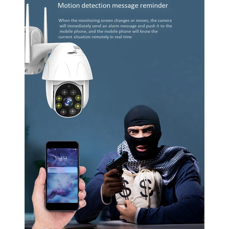 

Outdoor e Camera Night Vision Full-Color HD Monitor 360-Degree Waterproof Surveillance Camera Us Plug