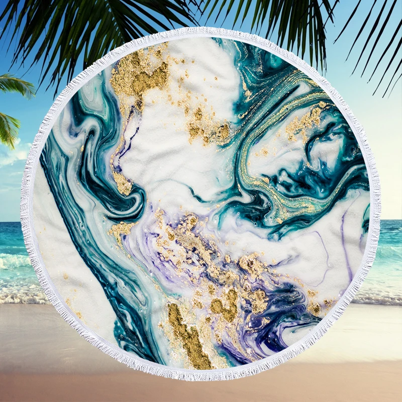 Модный новый стиль круглое пляжное полотенце 150 см большой мраморный узор