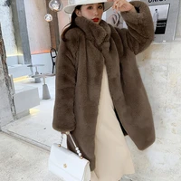 2021 winter faux mink fur coat women long coat korean female thick warm faux fur jacket ladies loose plush coat oversized