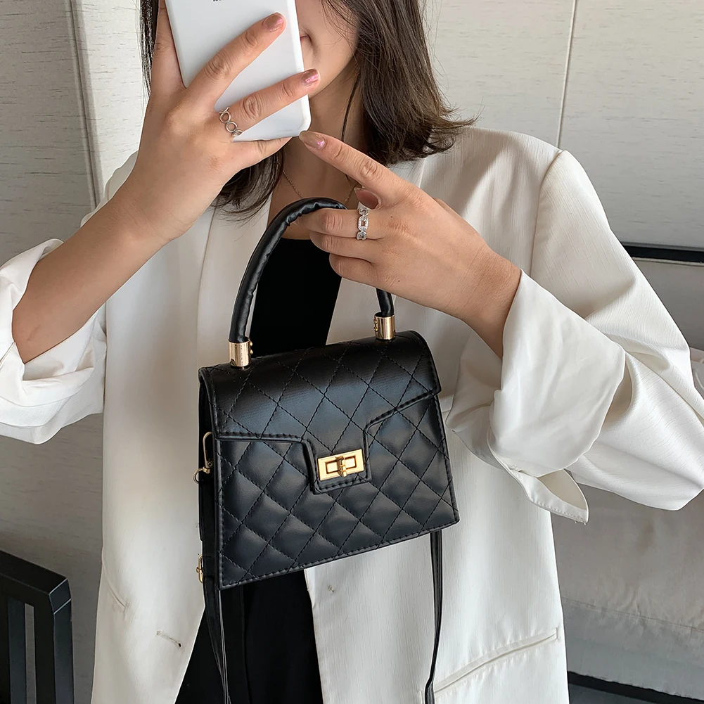 

Portable Women Handbag Tote PU Leather Lady Solid Color Top-handle Shoulder Bag Youth Ladies Simple Versatile Bag