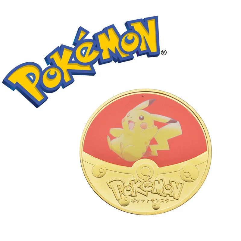 

New Hot Sale Pokémon Battle Gold Coin Pikachu Squirtle Bulbasaur Charmander Pattern Toy Gold Coin Children's Birthday Gift