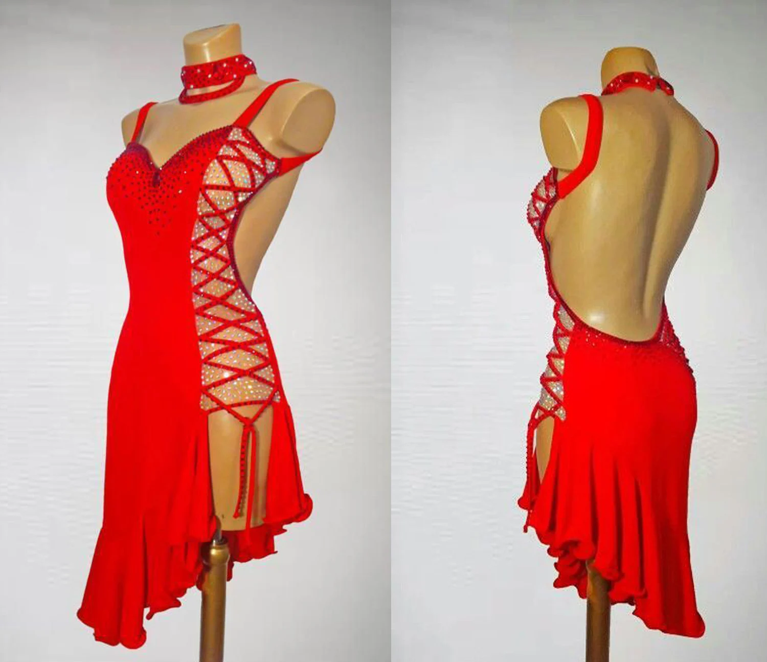 

Женская красная юбка для латиноамериканских соревнований, танцевальная одежда высокого качества для профессионального самбы, женское пла...