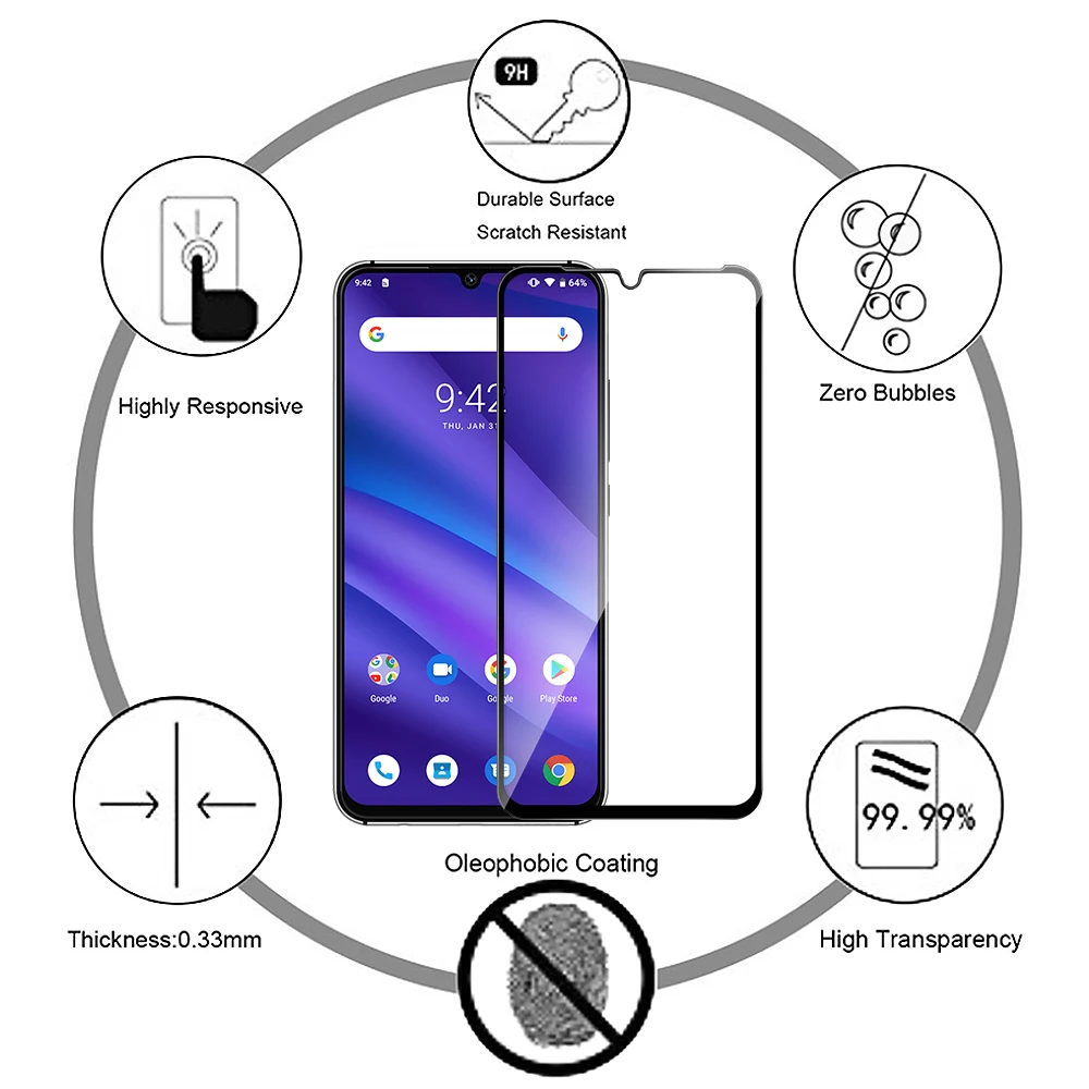 Закаленное стекло для UMIDIGI A5 Pro Защитная пленка экрана взрывозащищенный