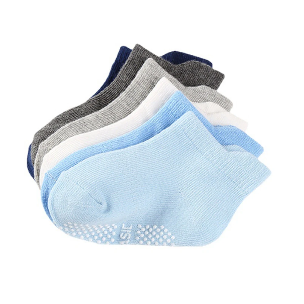 

Baywell 6 Pairs/lot 1-5 Years Cotton Children's Anti-slip Boat Socks for Cut Floor Cute Socks with Rubber Grips Four Season