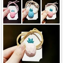 Corde à cheveux givrée pour fille, jolie bande en caoutchouc, couleur bonbon, fraise, ananas  (1)