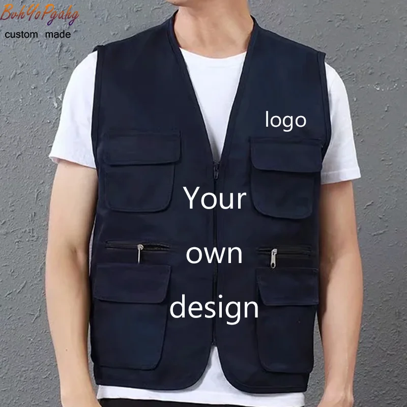 Жилет с несколькими карманами и логотипом повседневная одежда для мужчин женщин